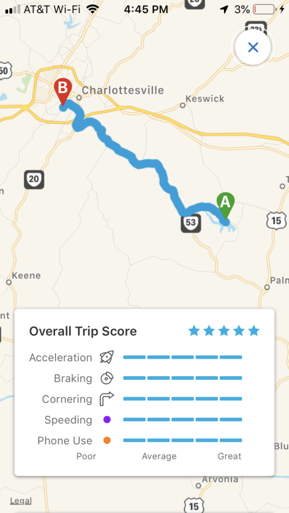 Drive Safe and Save app screenshot showing 5-star rating.