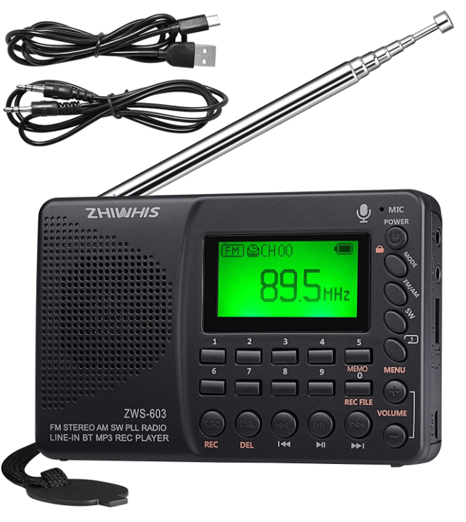 Zhiwhis ZWS--603 AM/FM/Shortwave radio, MP3 player, Bluetooth speaker